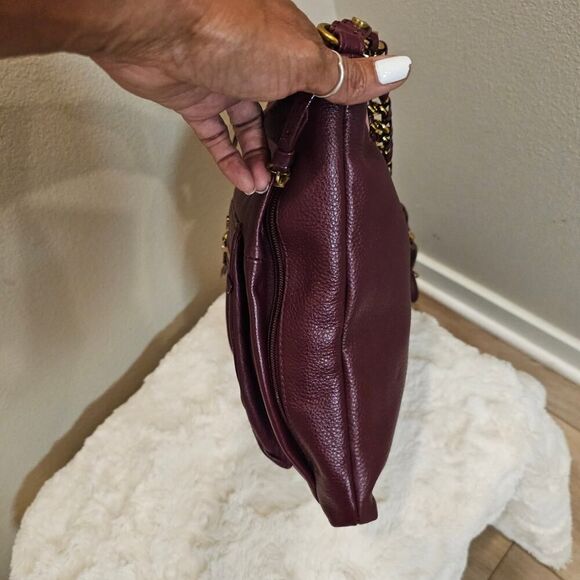 Elliott Lucca Burgandy Leather Crossbody with Chain Strap - Picture 4 of 14